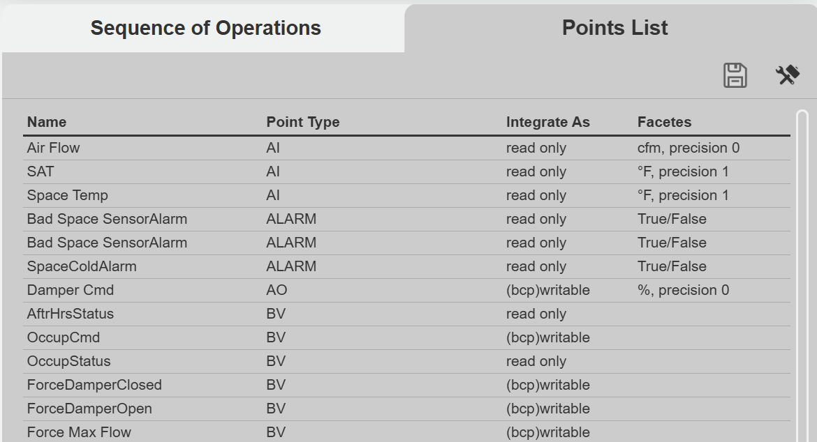 Points List Screenshot